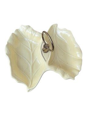 Vintage California USA Marsh Pottery 3361 Leaf Candy Nut Dish Mid Century